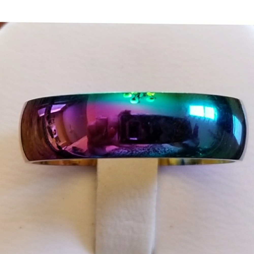 Beautiful Rainbow Titanium Steel Ring Size 9 - Picture 2 of 5